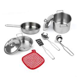 סט סירים ממתכת צעצוע מהמם לילדים 9 חלקים כולל סיר גדול, סיר קטן, מחבת ושלושה כלים - ToySale חנות הצעצועים הזולה במדינה