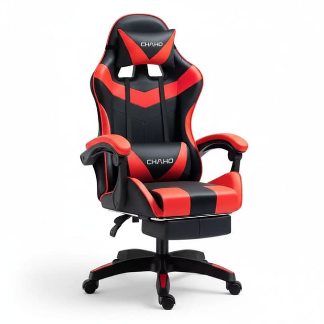 כיסא גיימינג ארגונומי עם עור נושם, משענת ראש וריפוד יוקרתי בצבע אדום - ToySale חנות הצעצועים הזולה במדינה