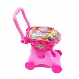 עגלת סופר עם פירות וירקות לילדים בגווני ורוד, כולל 18 פריטי סופר - ToySale חנות הצעצועים הזולה במדינה