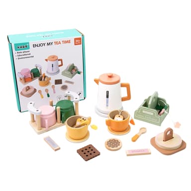 סט תה וקפה מעץ – ערכת אירוח מעץ לפעוטות - ToySale חנות הצעצועים הזולה במדינה