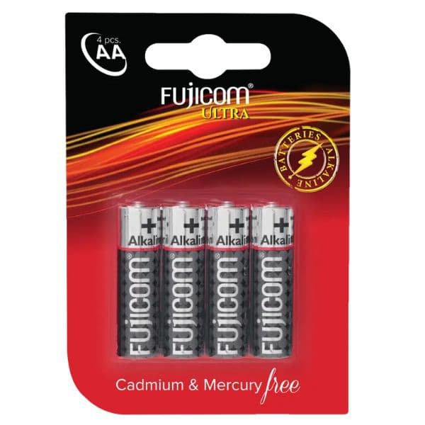מארז ארבע סוללות AA אלקליין | FUJICOM | יח' 4