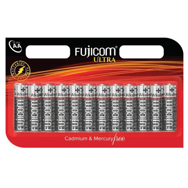 מארז 12 סוללות AA אלקליין | FUJICOM | יח' 12