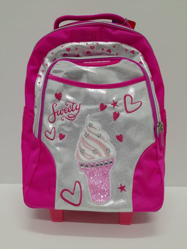 תיק גן טרולי - ורוד / כסוף קונים רק באטרקציה מהיבואן לצרכן