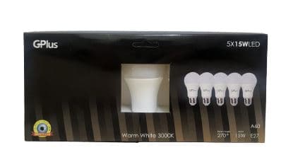 חמישיית נורות לד 15W אור חם (צהוב) E27