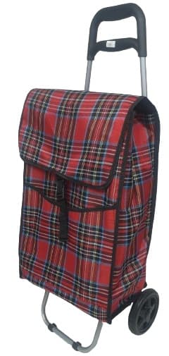 עגלת שוק מתקפלת תיק בד משובץ עם כיס קדמי במבחר צבעים קונים רק באטרקציה מהיבואן לצרכן