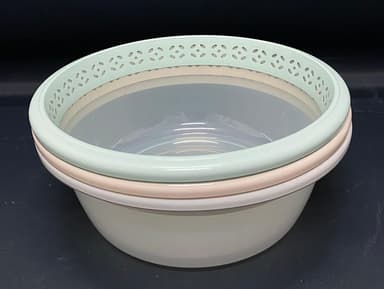 קערה מפלסטיק שקופה חלק עליון מעוטר - 35 סמ קונים בזול