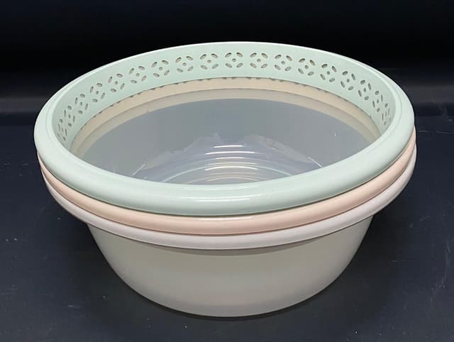 קערה מפלסטיק שקופה חלק עליון מעוטר - 35 סמ קונים בזול