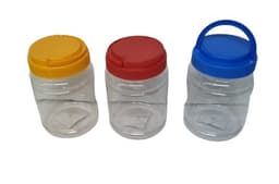 צנצנת פלסטיק שקופה מכסה מתברג עם ידית -במבחר צבעיםאטרקציה