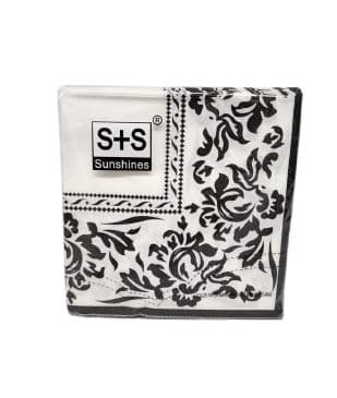 חבילה 20 מפיות מעוצבות מעוטרות שחור לבן 33X33 ס"מ קונים רק באטרקציה מהיבואן לצרכן