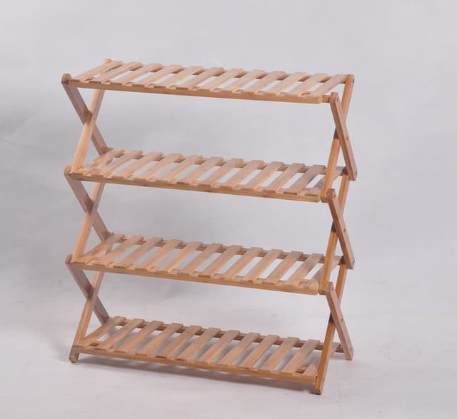 מעמד מתקפל 4 מדפים מבמבוק