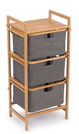 מעמד כביסה עם 3 מגירות בד מבמבוק איכותי גובה 96 רוחב 44 ס"מ