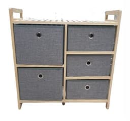 מעמד מבמבוק עם 5 מגירות בד גובה 65 רוחב 63 ס"מ