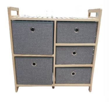 מעמד מבמבוק עם 5 מגירות בד גובה 65 רוחב 63 ס"מ