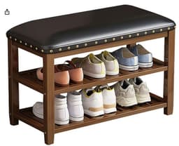 ספסל במבוק דו קומתי עם מושב נוח לנעילת נעליים גובה 29 רוחב 60 ס"מ