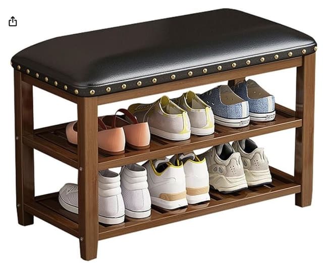 ספסל במבוק דו קומתי עם מושב נוח לנעילת נעליים גובה 29 רוחב 60 ס"מ