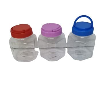 צנצנת פלסטיק שקופה מכסה מתברג עם ידית -במבחר צבעיםאטרקציה