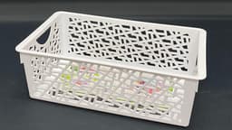 סלסלה דגם זיגזג בצבע לבן 26X14 קונים בזול באטרקציה