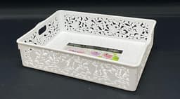 סלסלה דגם ציפורים בצבע לבן 34X26, סלסלאות במגוון דגמים