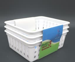 סט 3 סלסלאות פלסטיק צבע לבןבאתר אטרקציה אונליין