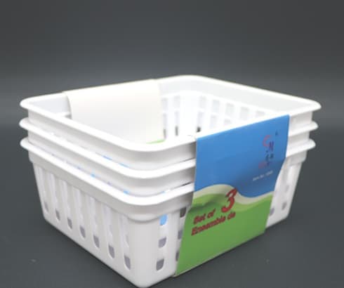 סט 3 סלסלאות פלסטיק צבע לבןבאתר אטרקציה אונליין