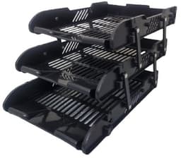 מעמד מתקפל 3 מדפים לדפי A4 פלסטיק שחור קונים רק באטרקציה מהיבואן לצרכן