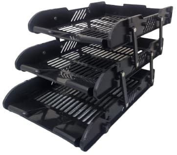 מעמד מתקפל 3 מדפים לדפי A4 פלסטיק שחור קונים רק באטרקציה מהיבואן לצרכן