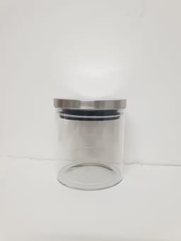 צנצנת זכוכית עגולה עם מכסה פלסטיק סגירה וקום 700 מל