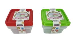 3 קופסאות פלסטיק מרובעות עם מכסה 5.5X12X12 דגם יהלום