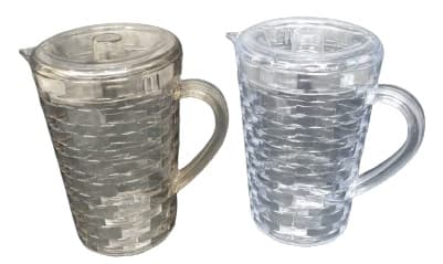 קנקן פלסטיק שקוף אקרילי מעוצב במגוון צבעים גובה 20 ס"מ