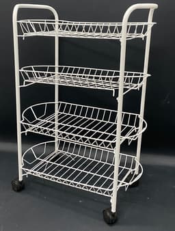 עגלת אחסון / ירקות 4 קומות מתכת על גלגלים - לבן קונים רק באטרקציה מהיבואן לצרכן