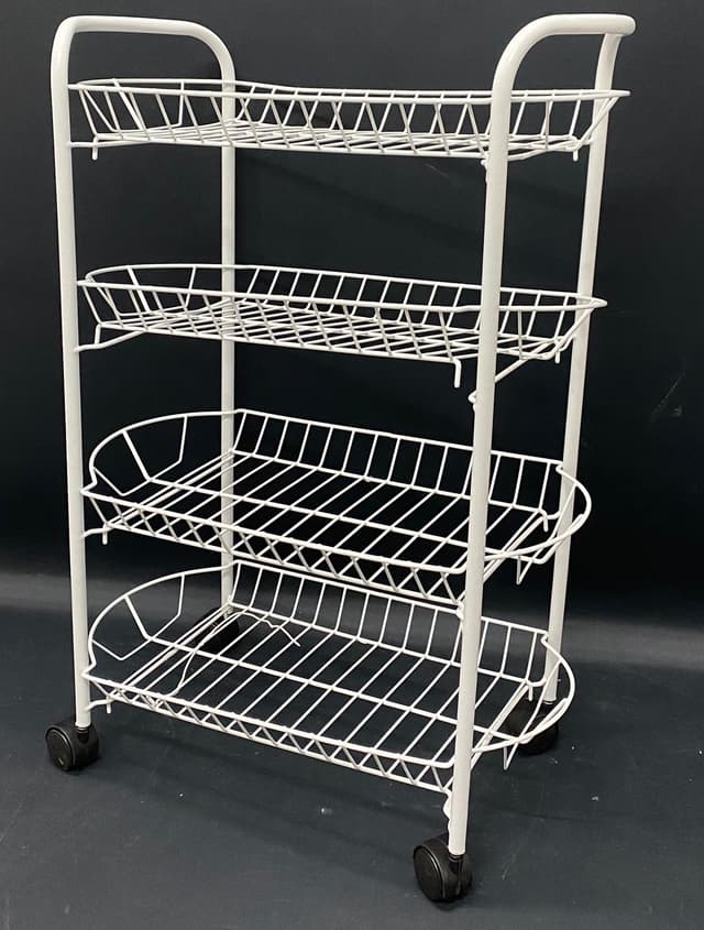עגלת אחסון / ירקות 4 קומות מתכת על גלגלים - לבן קונים רק באטרקציה מהיבואן לצרכן