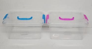 ארגז פלסטיק שקוף סגירת קליפסים עם ידית 26X18 גובה 12.5 ס"מ קונים רק באטרקציה מהיבואן לצרכן