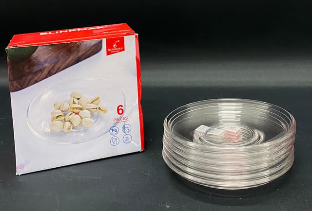 סט 6 צלוחיות/תחתיות קפה מזכוכית שקופה באתר אטרקציה מהיבואן לצרכן