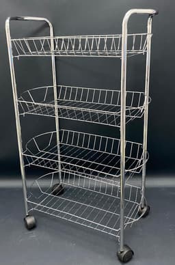 עגלת אחסון / ירקות מלבנית ניקל 4 קומות עם גלגלים קונים רק באטרקציה מהיבואן לצרכן