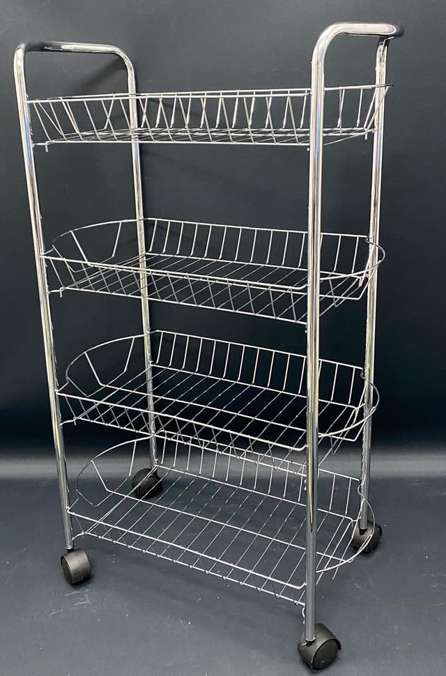 עגלת אחסון / ירקות מלבנית ניקל 4 קומות עם גלגלים קונים רק באטרקציה מהיבואן לצרכן
