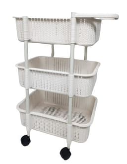 עגלת אחסון / ירקות 3 קומות צבע בז'אתר אטרקציה אונליין