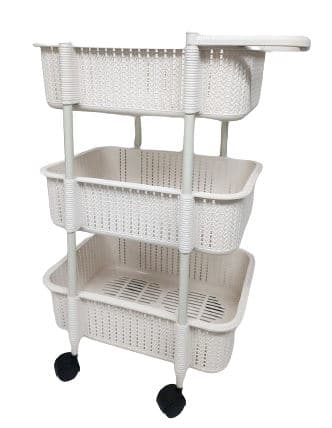 עגלת אחסון / ירקות 3 קומות צבע בז'אתר אטרקציה אונליין