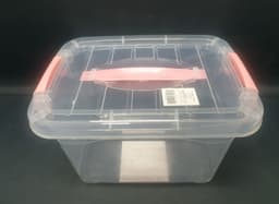 ארגז אחסון פלסטיק שקוף עם סגירת קליפסים וידית נשיאה