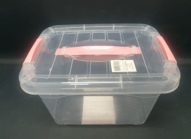 ארגז אחסון פלסטיק שקוף עם סגירת קליפסים וידית נשיאה