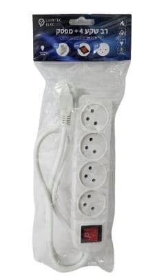 רב שקע עם מפסק 4 שקעים 1 מ'