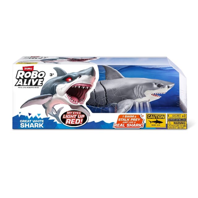 כריש לבן שוחה במים רובו אלייב ROBO ALIVE באתר אטרקציה מהיבואן לצרכן