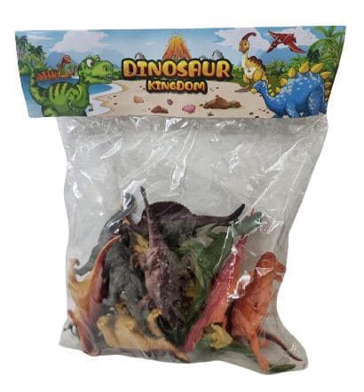 12 דינוזאורים גומי קשיח בגדלים שונים בשקית אטרקציה אונליין