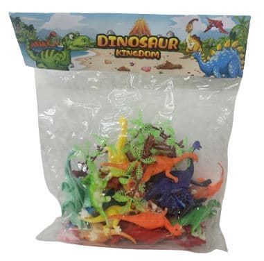 סט דינוזאורים בגדלים שונים מגומי קשיח בשקית אטרקציה אונליין