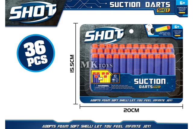 36 חיצי ספוג לאקדח ראש עגול גודל אריזה 20X15.5 ס"מאטרקציה