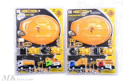 קסדה בתוספת 4 מכוניות עבודה גודל אריזה 29X39 ס"מאטרקציה