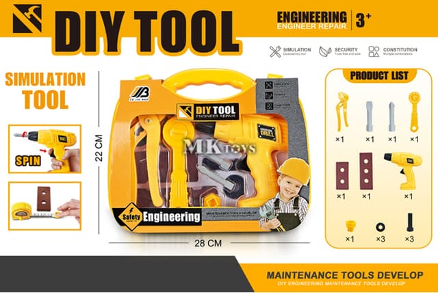 מזוודת כלי עבודה + כלי עבודה גודל אריזה 26X21.5 ס"מ
