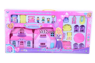 בית בובות + רהיטים ודמויות גודל אריזה 84.5X43 ס"מאטרקציה