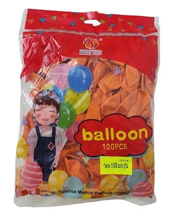 חבילת 100 בלונים צבע כתום אטרקציה מהיבואן לצרכן