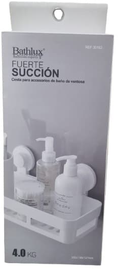 מדף וואקום לאחסון כלי רחצה / קרמים - צבע לבן