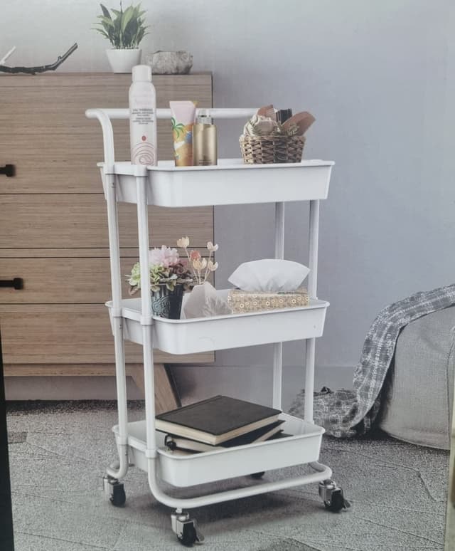 עגלת אחסון / ירקות 3 קומות לבן קונים רק באטרקציה מהיבואן לצרכן